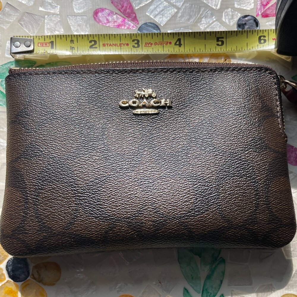 Coach Corner Zip Wristlet in Signature Canvas